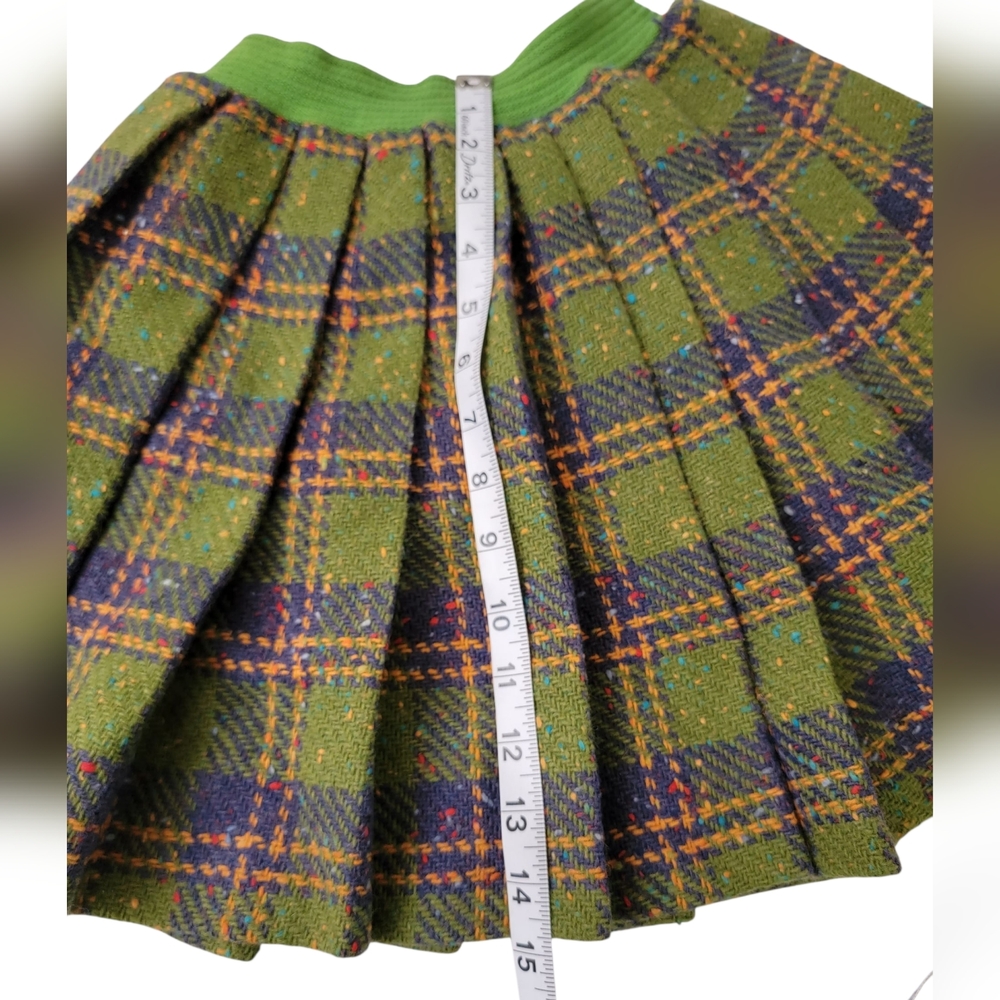 Handmade Vintage Plaid Green Skirt - Picture 2 of 3